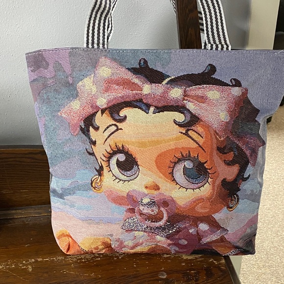 Handbags - Cute Betty Boop Inspired Pink Graphic Tote Bag. New